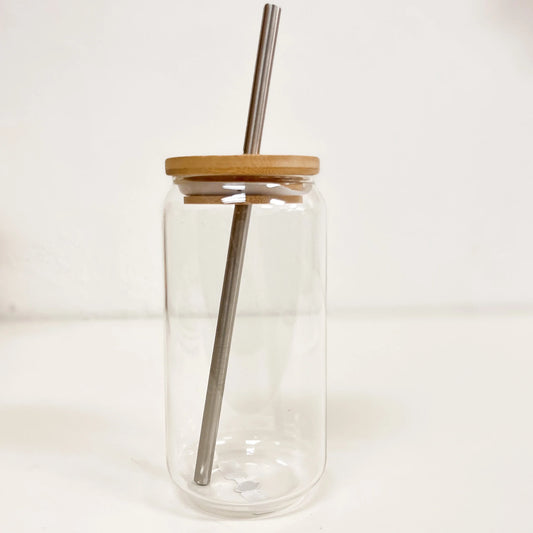 glass soda cup with straw